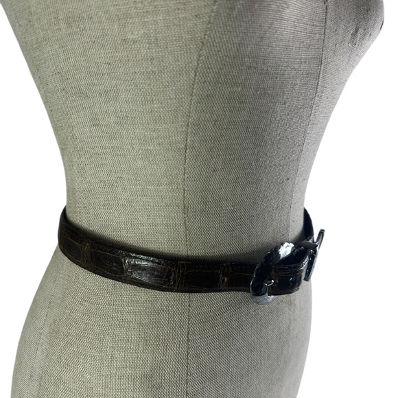 Vintage VICENZA Sport Blue Leather belt with Alligator texture Unisex Medium 30 main image 7